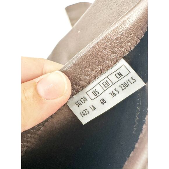 Stuart Weitzman Brown Leather Lowland Low Over The Knee Boots Size 6B - Picture 4 of 6